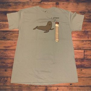 Threadless Funny Seal Of Approval Shirt Blue Spencer’s Warped Tour Scene Emo